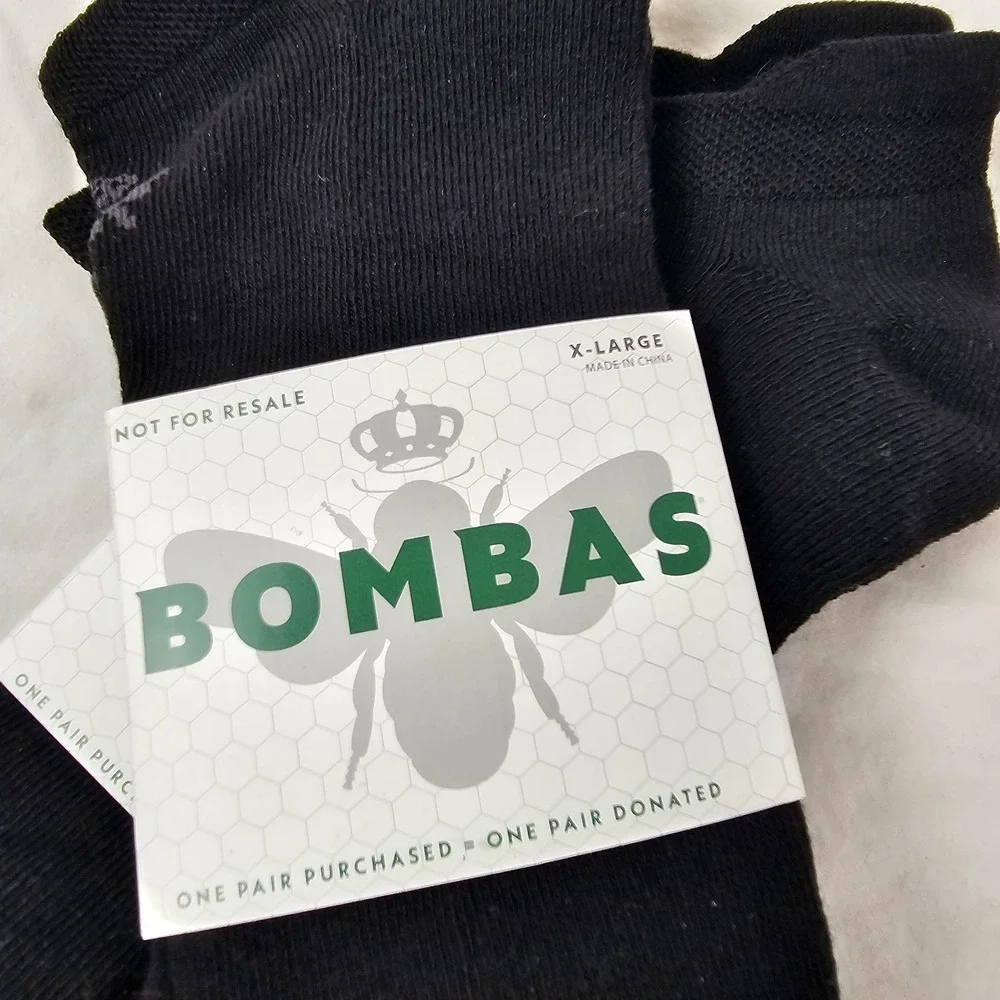 Bombas Adult Ankle Lightweight Socks Black XL 2 Pair Lot New